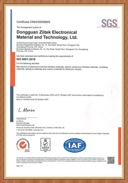 Trung Quốc Dongguan Ziitek Electronical Material and Technology Ltd. Chứng chỉ